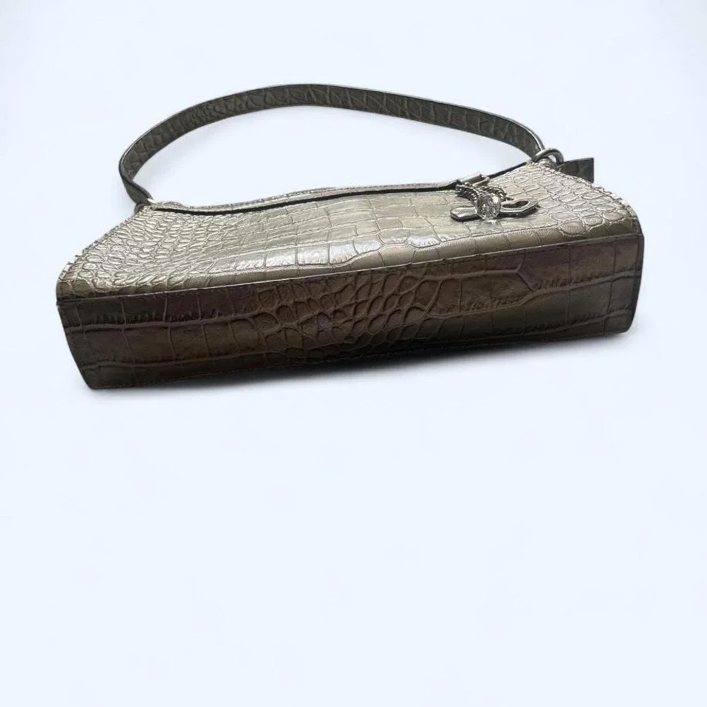 Y2K croc print purse‎ sage green with heart charm